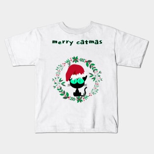 Merry Catmas Christmas Cat Kids T-Shirt